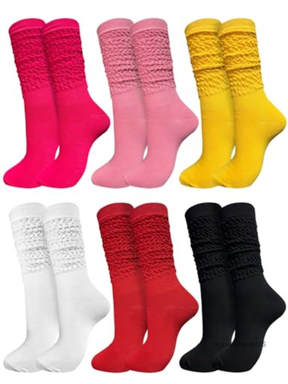 6 Pairs Women's Slouch Socks Extra Long Thick Soft Warm Crew Boot Socks